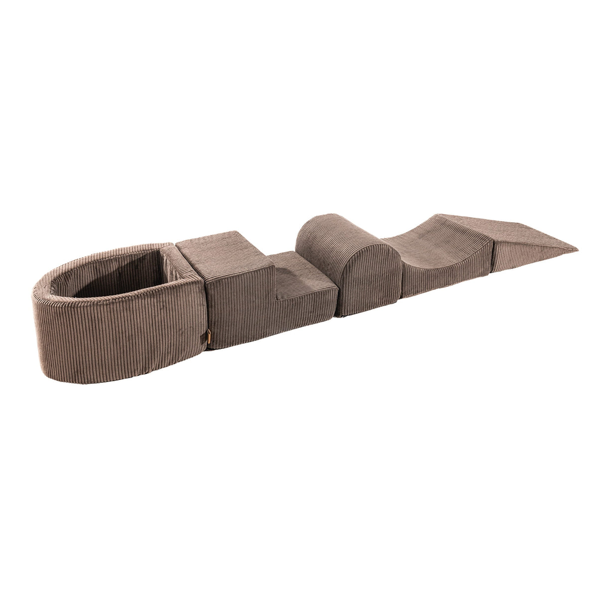 Aesthetic Foam Playset with Small Ball Pit Playground for Children, Corduroy, Brown without Balls