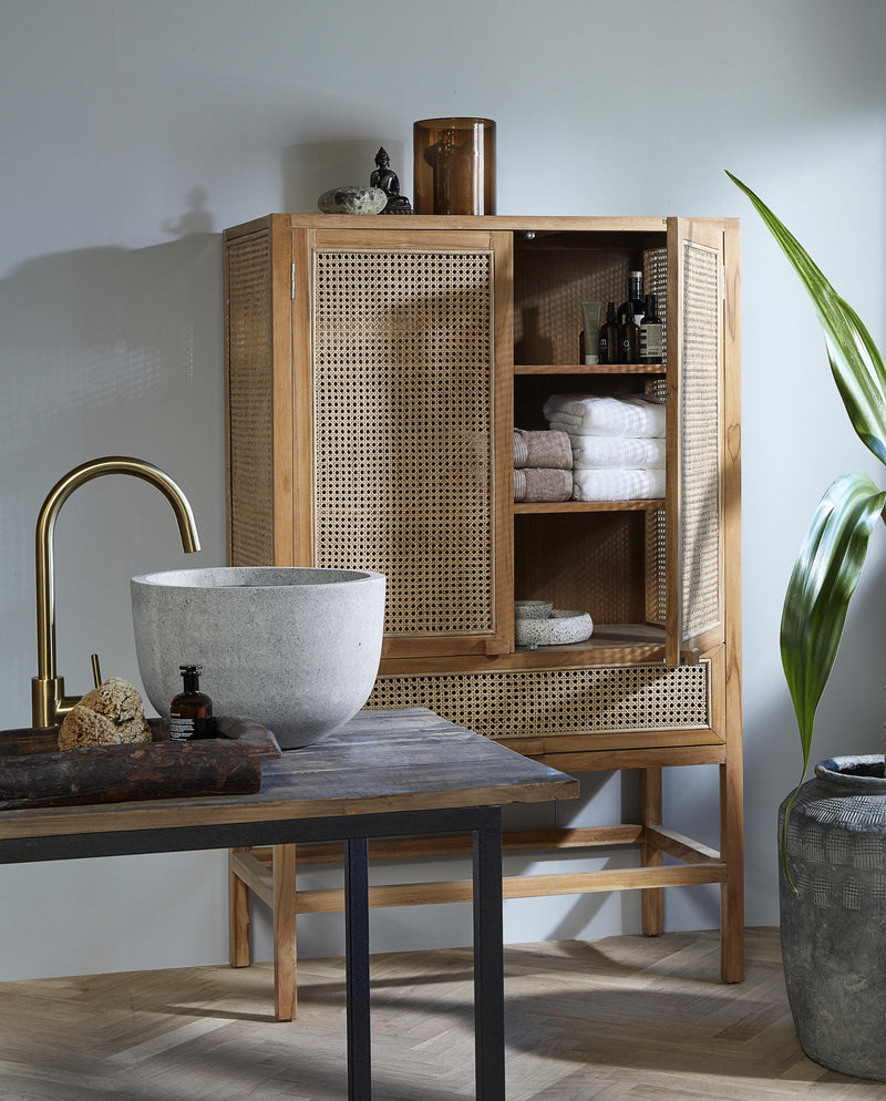 CABINET, NATURE W/RATTAN