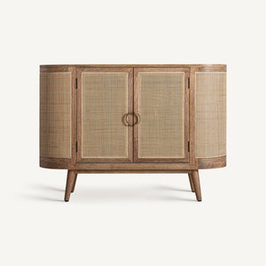 Mango wood/wicker sideboard