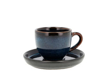 Load image into Gallery viewer, Espresso with saucer Dia 5.5 x 5 cm 7 cl Dark blue/Black
