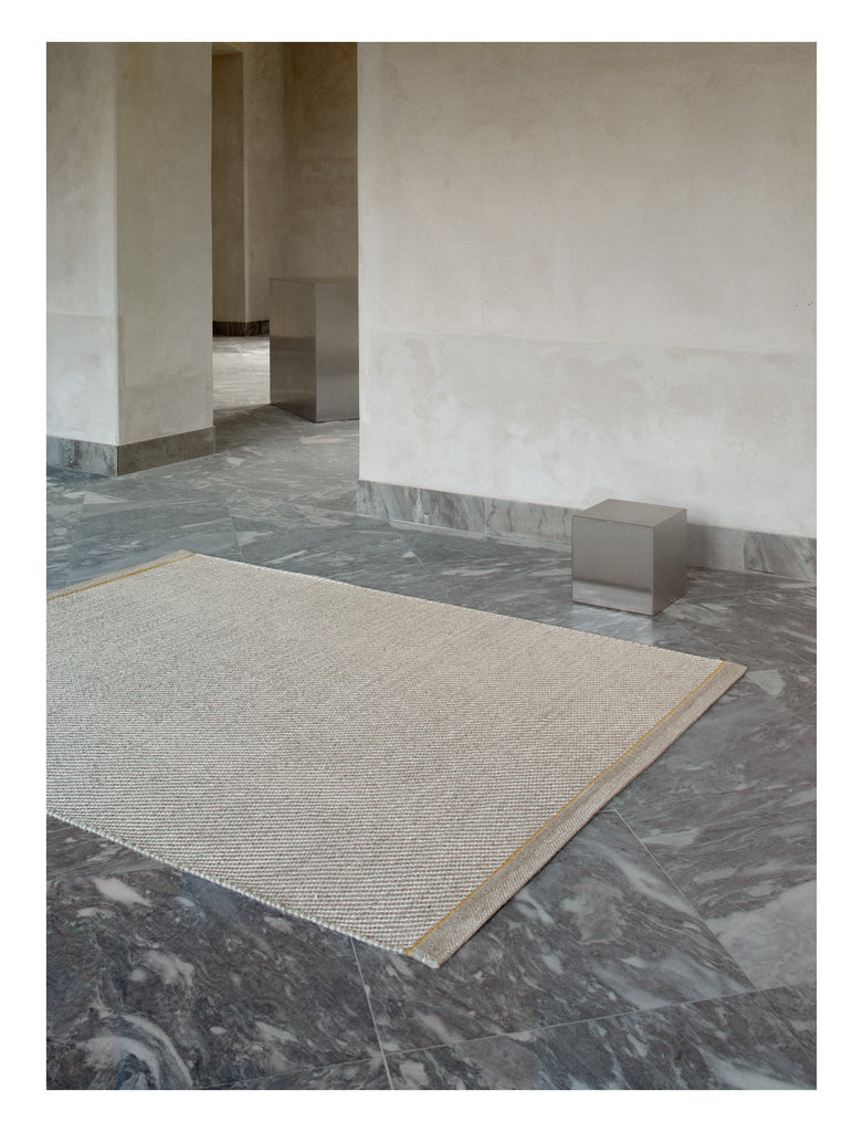 Dawn Light Grey/Mustard hand-woven rug | Linie Design at Bois Blanc Home, Limassol, Cyprus