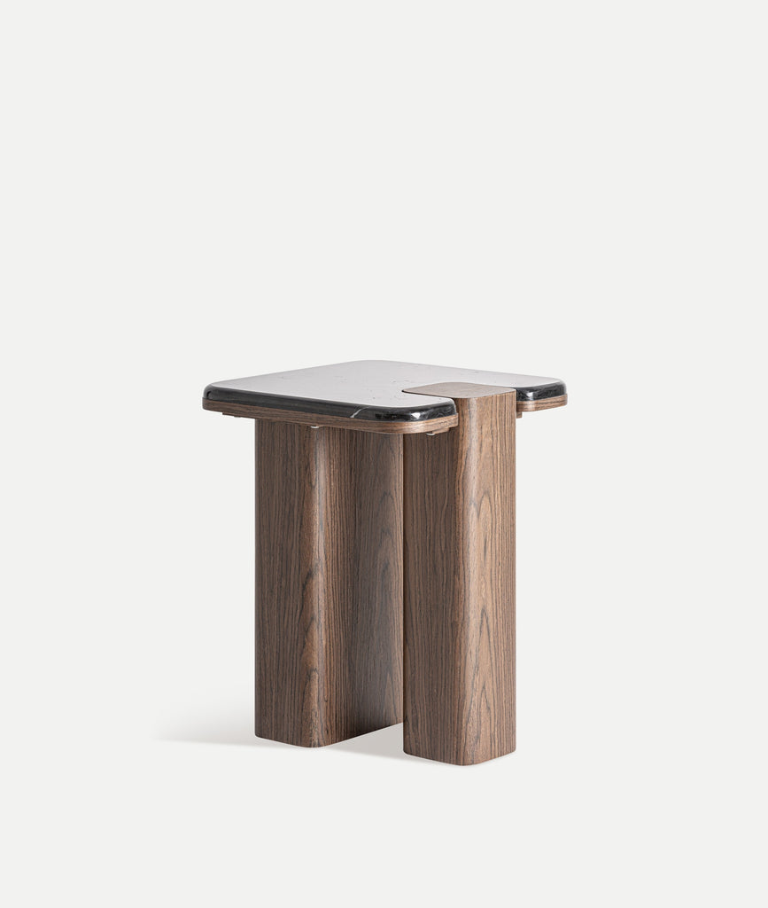 Dark marble/wood side table