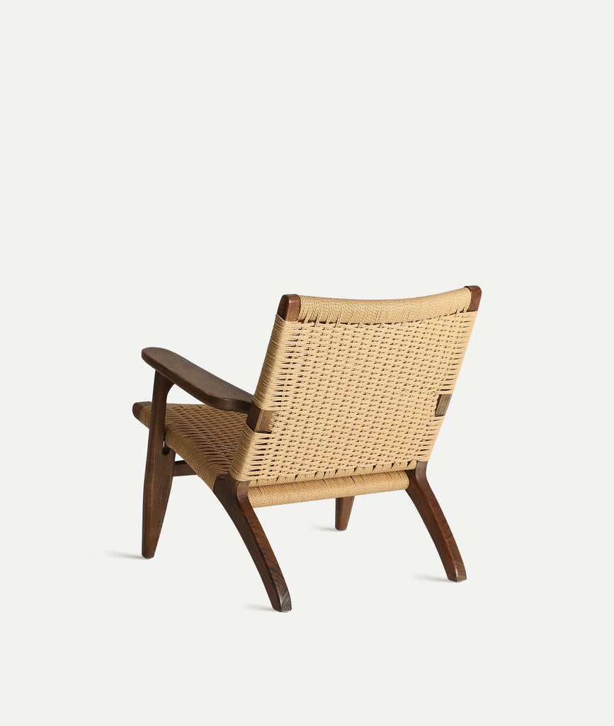 Brown Elm Wood and Rope Armchair
