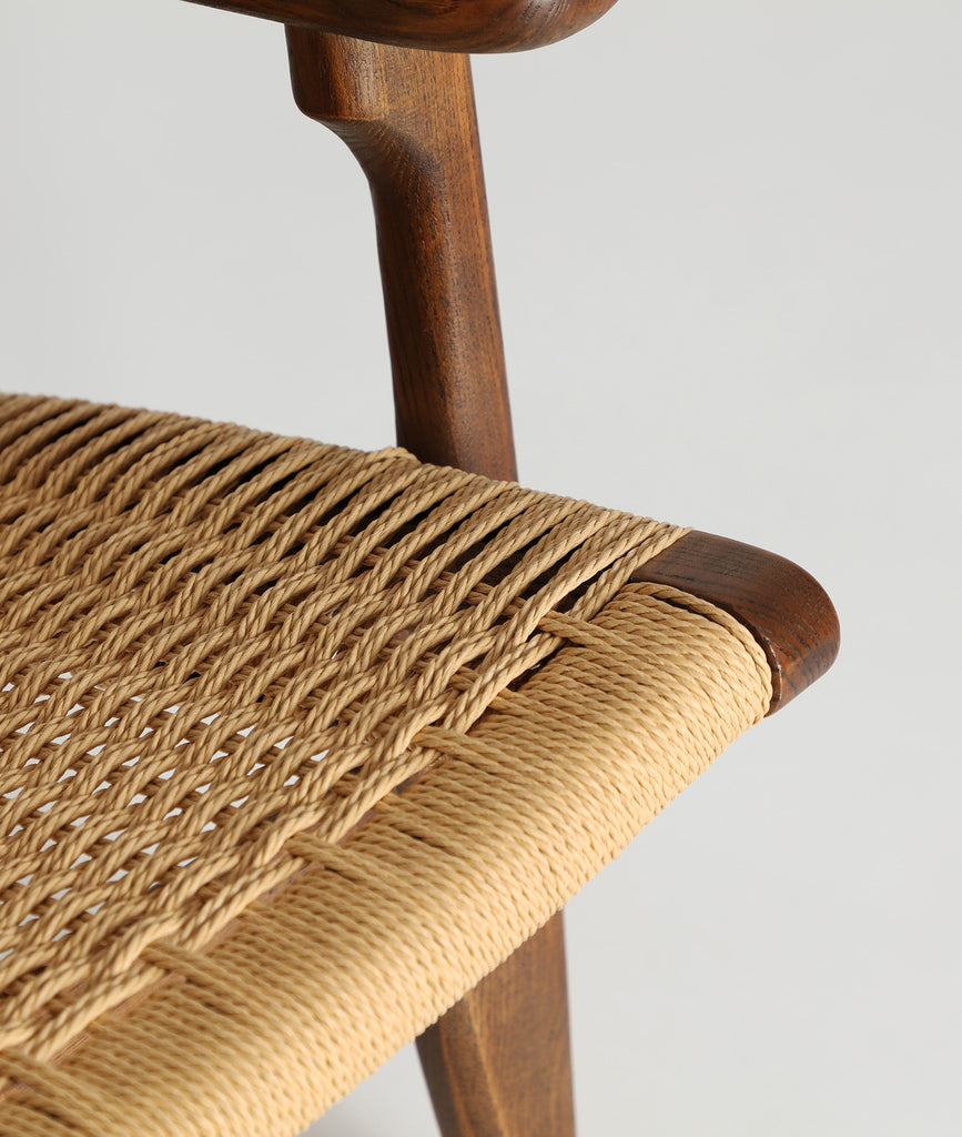 Brown Elm Wood and Rope Armchair