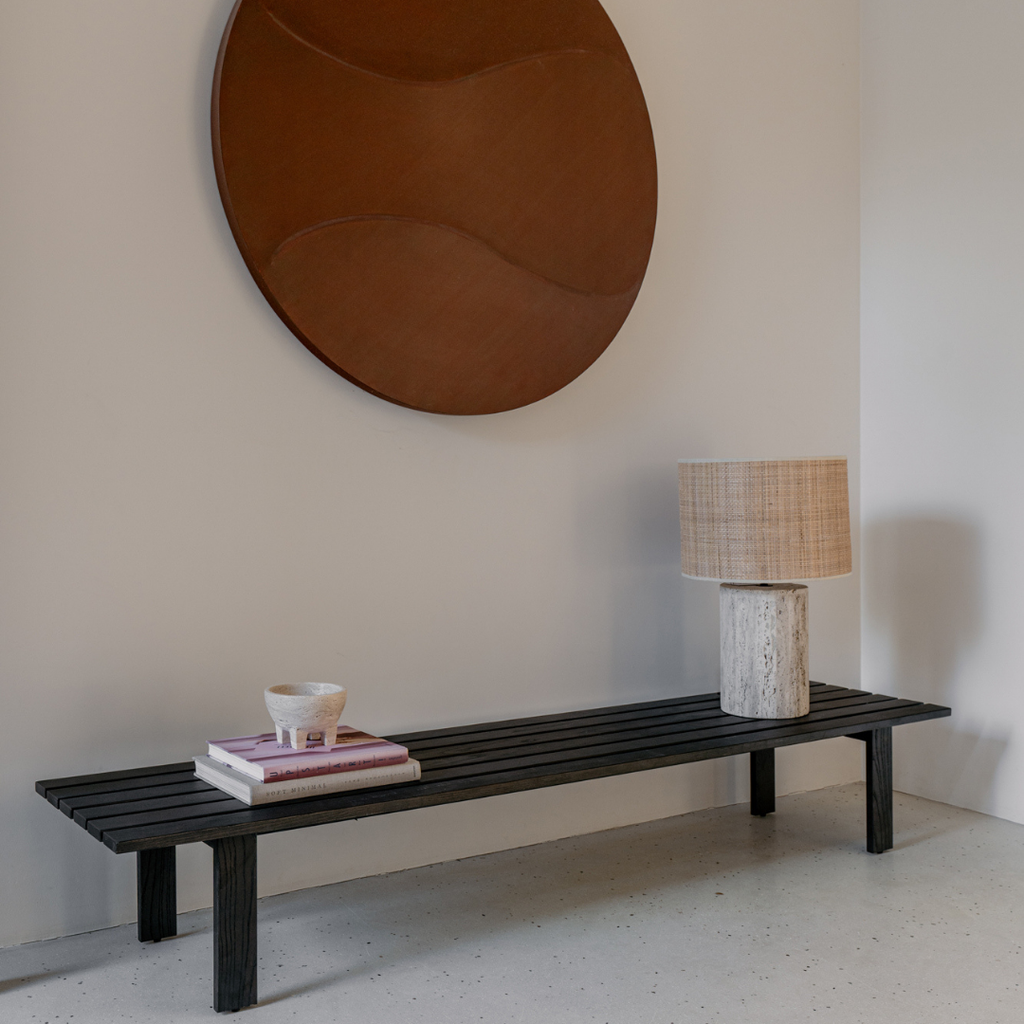 Bench Melanie - W200 D45 H35 - Ash wood in smoke color