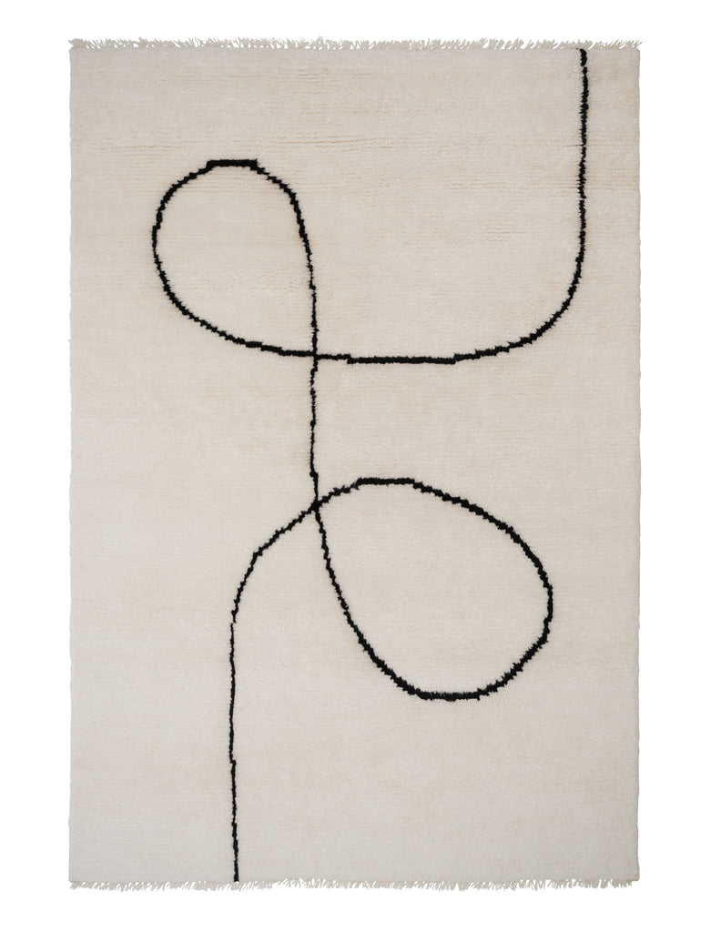 Astral Spiral Black hand-knotted rug – product photo | Linie Design at Bois Blanc Home, Limassol, Cyprus