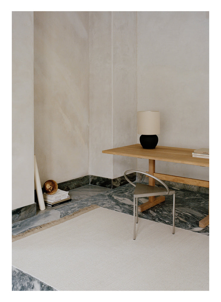 Pastoral Unity White hand-woven rug – styled in a living room | Linie Design at Bois Blanc Home, Limassol, Cyprus