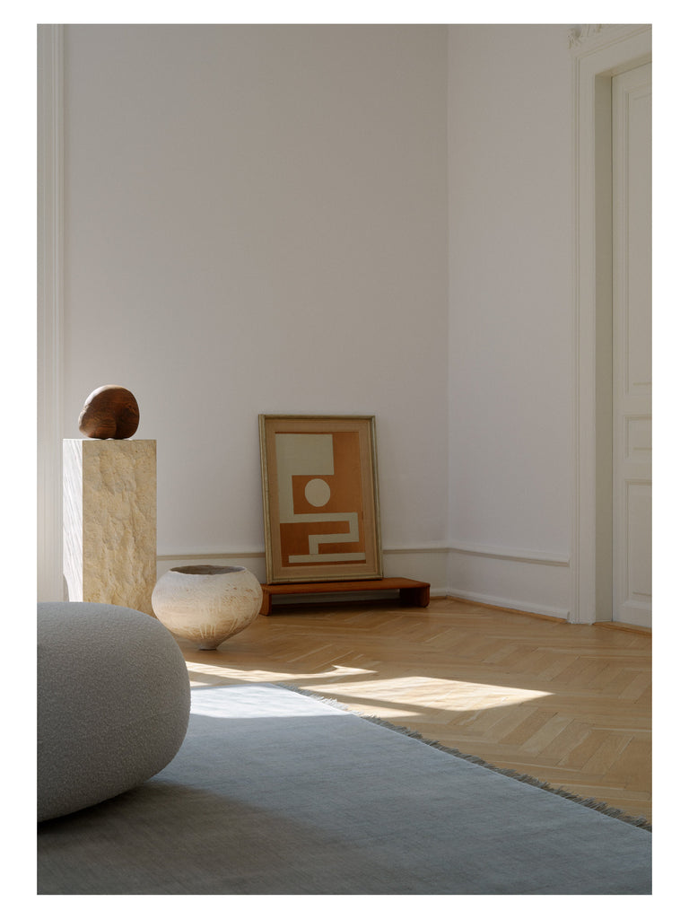 Abyss Bliss Mint loom-knotted rug – styled in a living room | Linie Design at Bois Blanc Home, Limassol, Cyprus