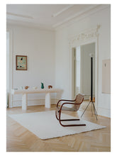 Laden Sie das Bild in den Galerie-Viewer, Blonde Maze White hand-knotted sumac rug – styled in a living room | Linie Design at Bois Blanc Home, Limassol, Cyprus
