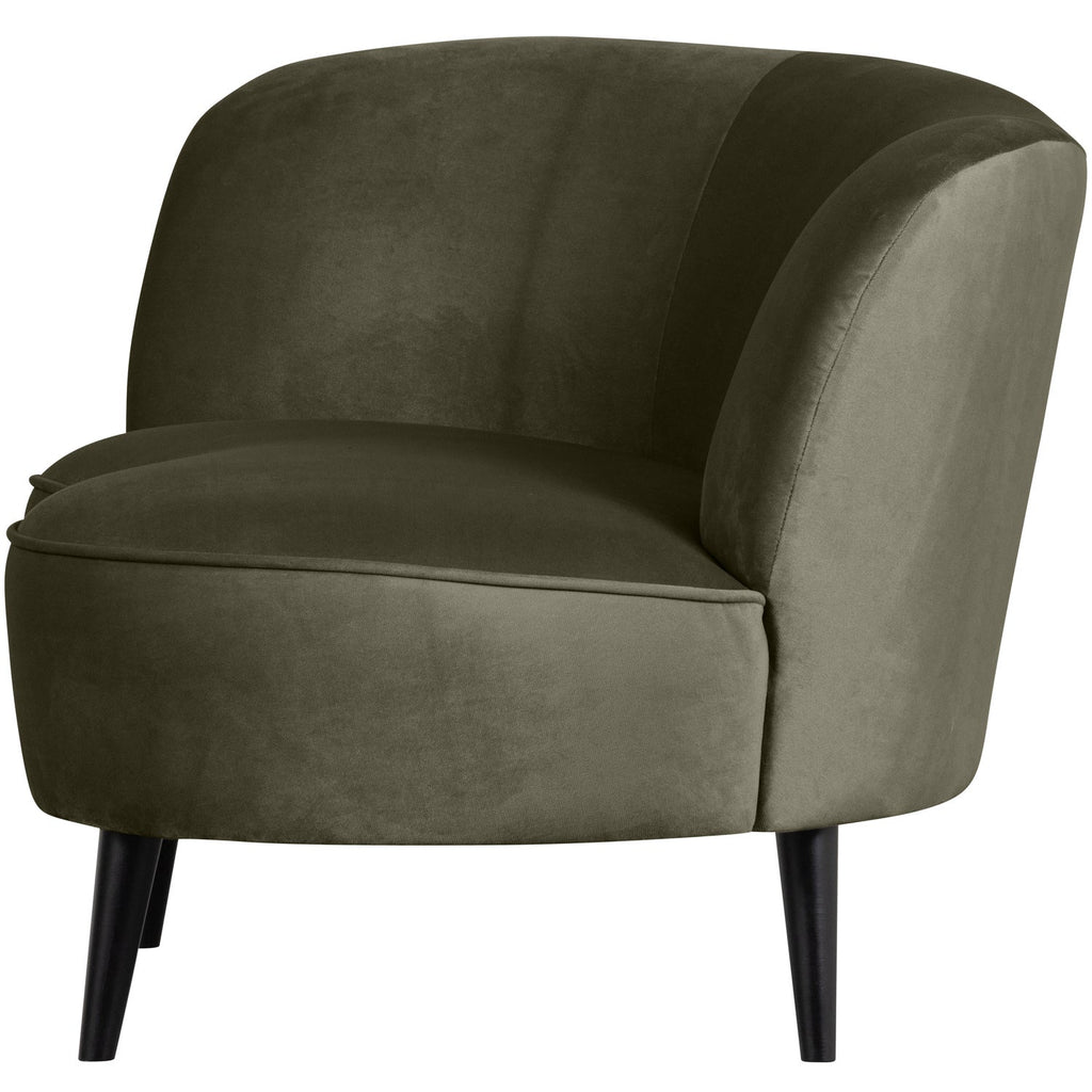 SARA LOUNGE ARMCHAIR LEFT VELVET WARM GREEN