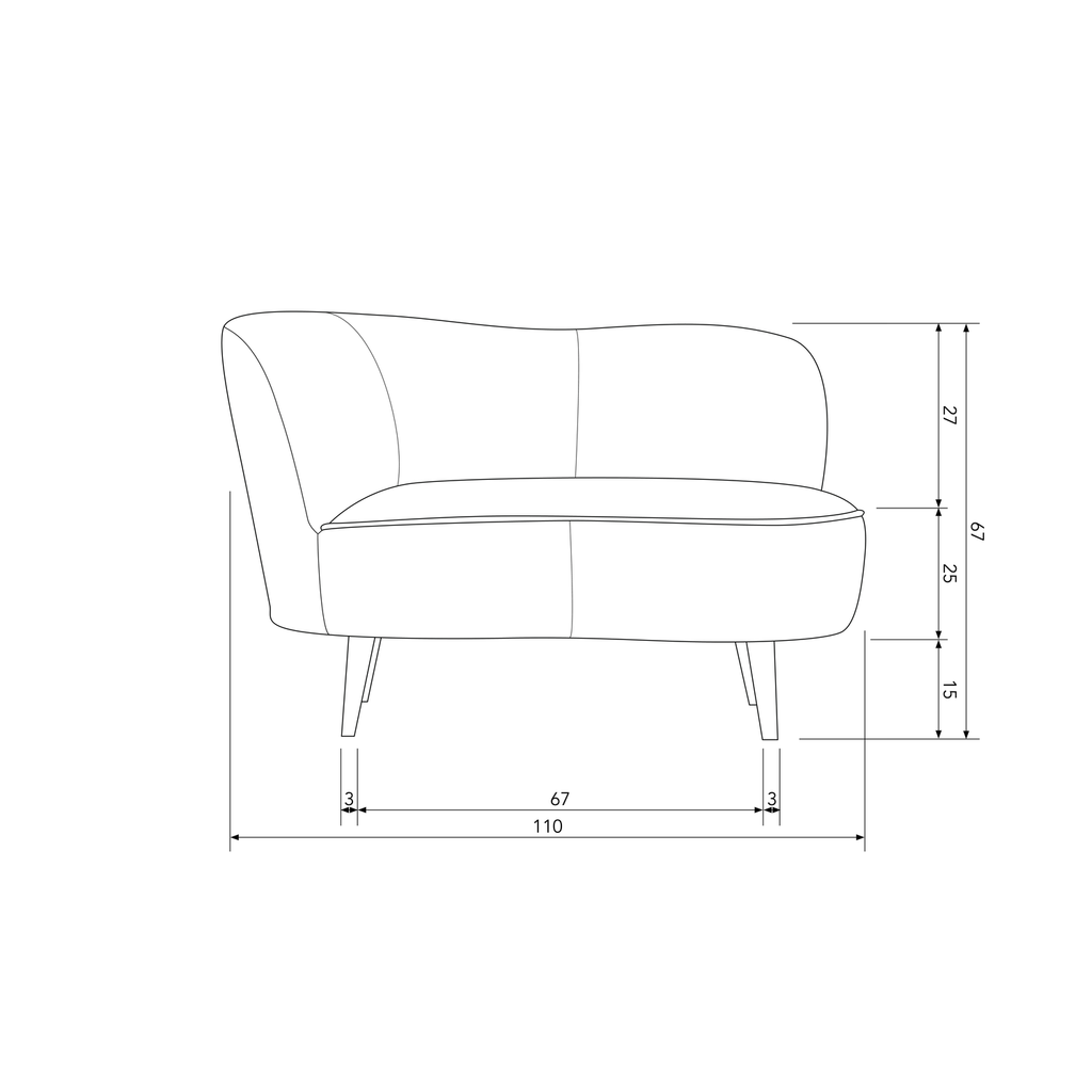 SARA LOUNGE ARMCHAIR LEFT VELVET WARM GREEN