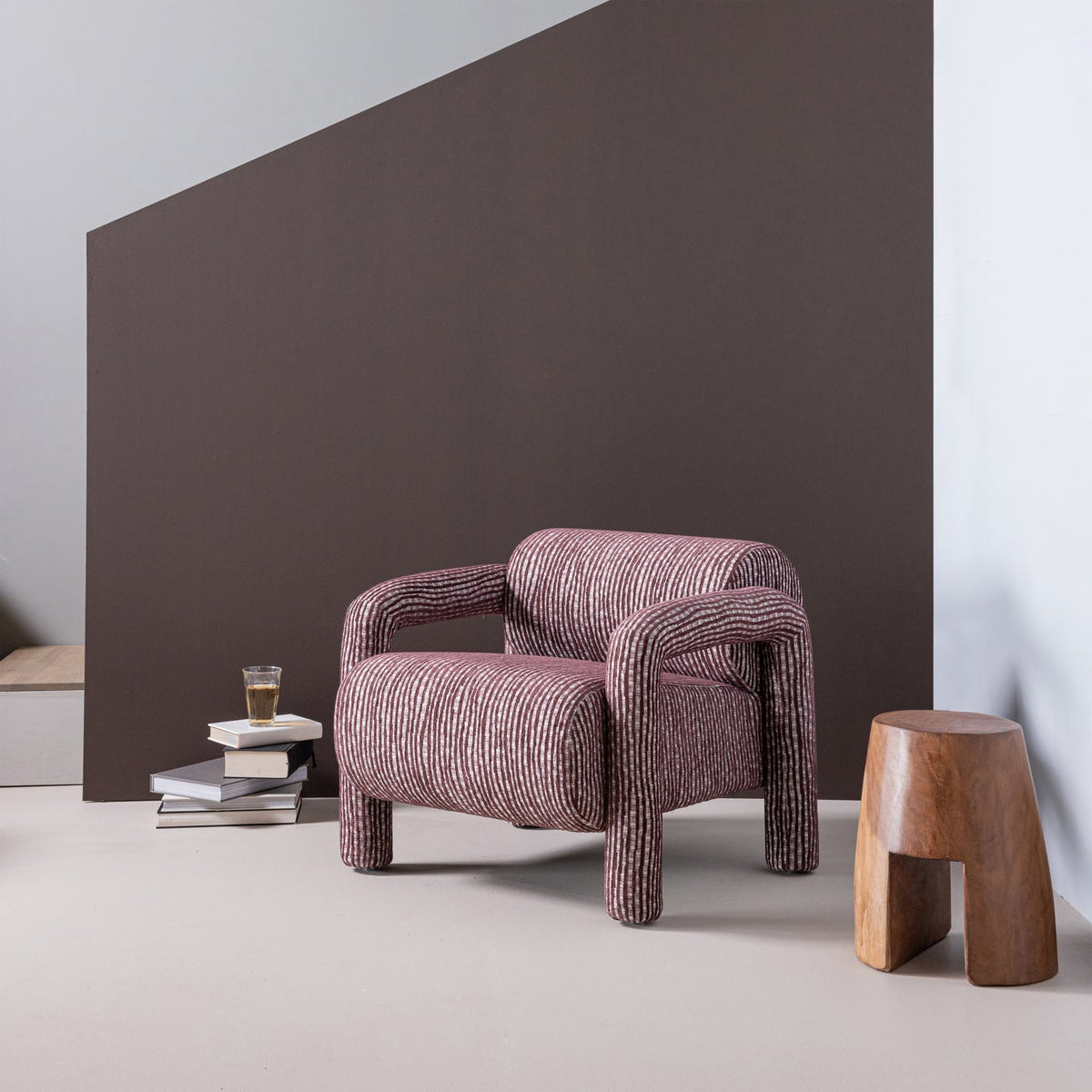 LENNY ARMCHAIR WITH DESSIN BURGUNDY RED