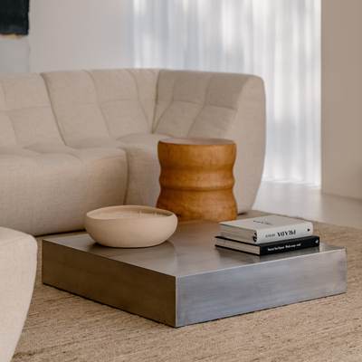 Coffee table Sienna W80 cm x D80 cm x H16.6cm - Stainless steel