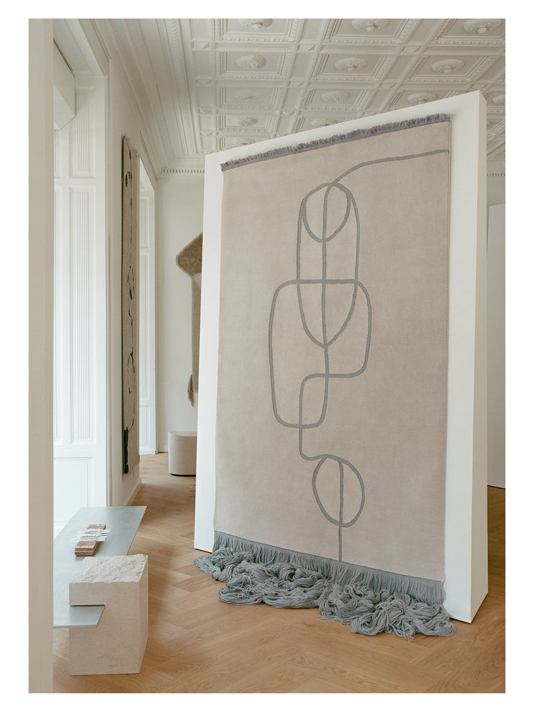 Lineal Flow Beige hand-knotted rug – detail 2 | Linie Design at Bois Blanc Home, Limassol, Cyprus