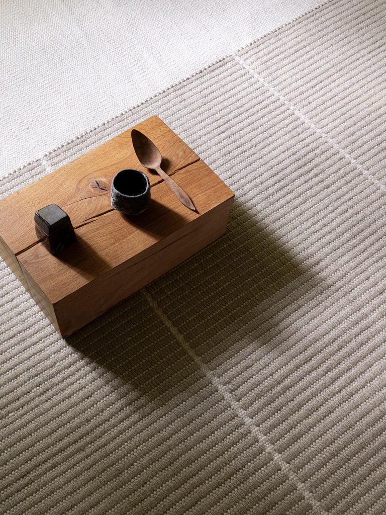 Poetic Grid Beige hand-woven rug – detail 5 | Linie Design at Bois Blanc Home, Limassol, Cyprus