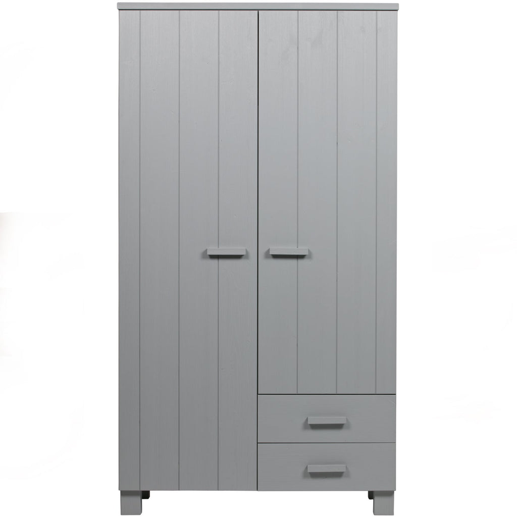 DENNIS WARDROBE WITH DRAWERS PINE CONCRETE GREY [fsc]