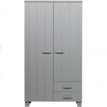 Laden Sie das Bild in den Galerie-Viewer, DENNIS WARDROBE WITH DRAWERS PINE CONCRETE GREY [fsc]