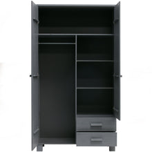 Laden Sie das Bild in den Galerie-Viewer, DENNIS WARDROBE WITH DRAWERS PINE CONCRETE GREY [fsc]