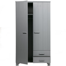 Laden Sie das Bild in den Galerie-Viewer, DENNIS WARDROBE WITH DRAWERS PINE CONCRETE GREY [fsc]