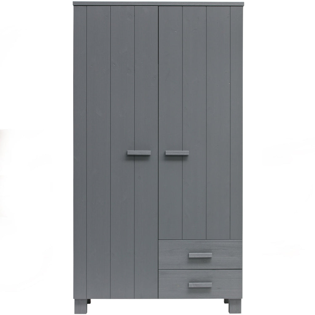 DENNIS WARDROBE WITH DRAWERS PINE STEEL GREY [fsc]