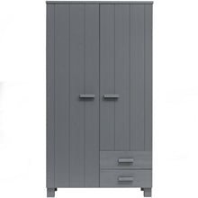 Laden Sie das Bild in den Galerie-Viewer, DENNIS WARDROBE WITH DRAWERS PINE STEEL GREY [fsc]
