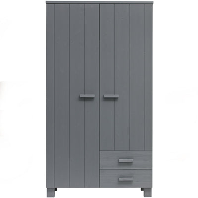 DENNIS WARDROBE WITH DRAWERS PINE STEEL GREY [fsc]