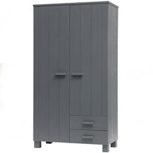 Laden Sie das Bild in den Galerie-Viewer, DENNIS WARDROBE WITH DRAWERS PINE STEEL GREY [fsc]