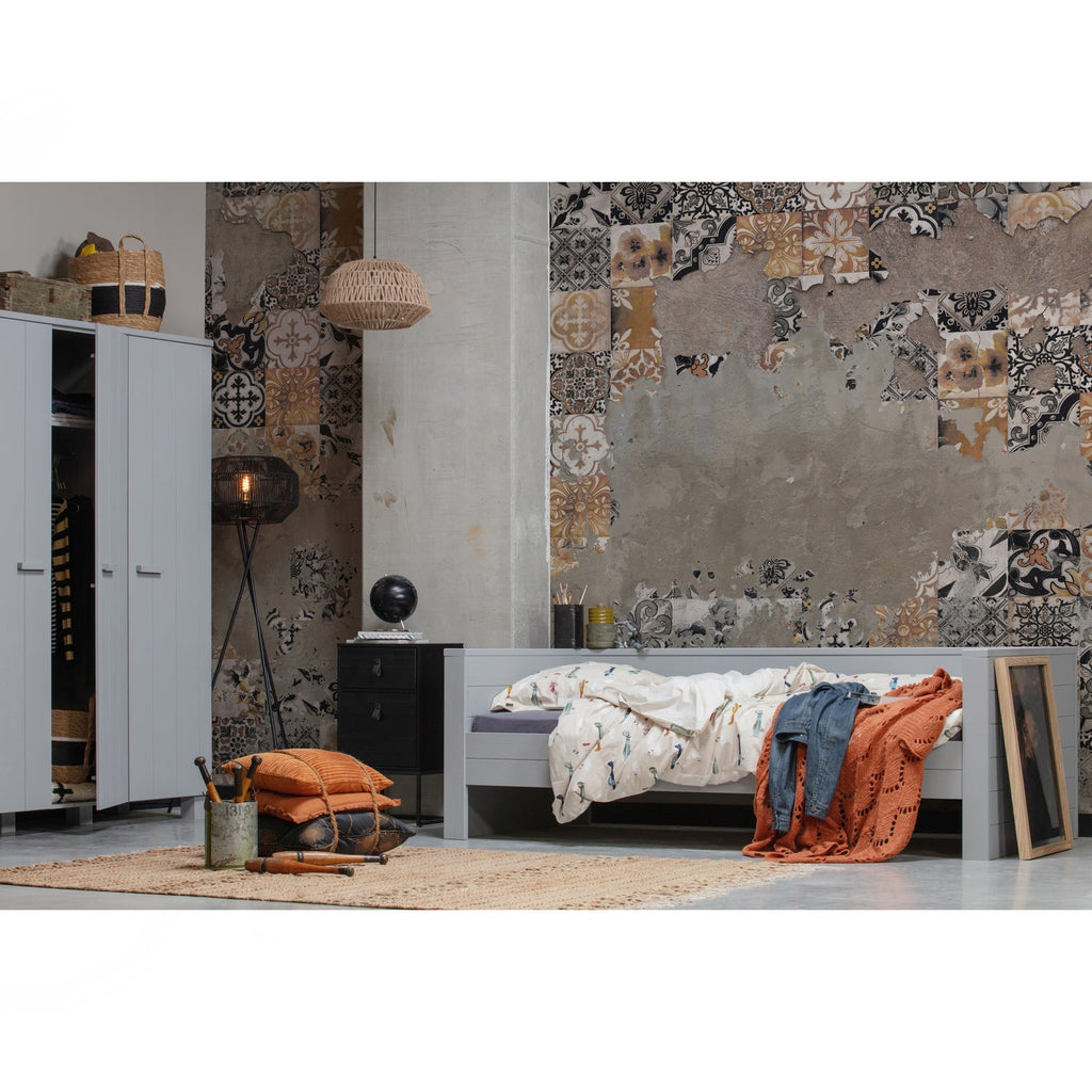DENNIS 3-DOORS WARDROBE PINE CONCRETE CONCRETE GREY [fsc]