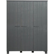Laden Sie das Bild in den Galerie-Viewer, DENNIS 3-DOORS WARDROBE STEEL GREY [fsc]