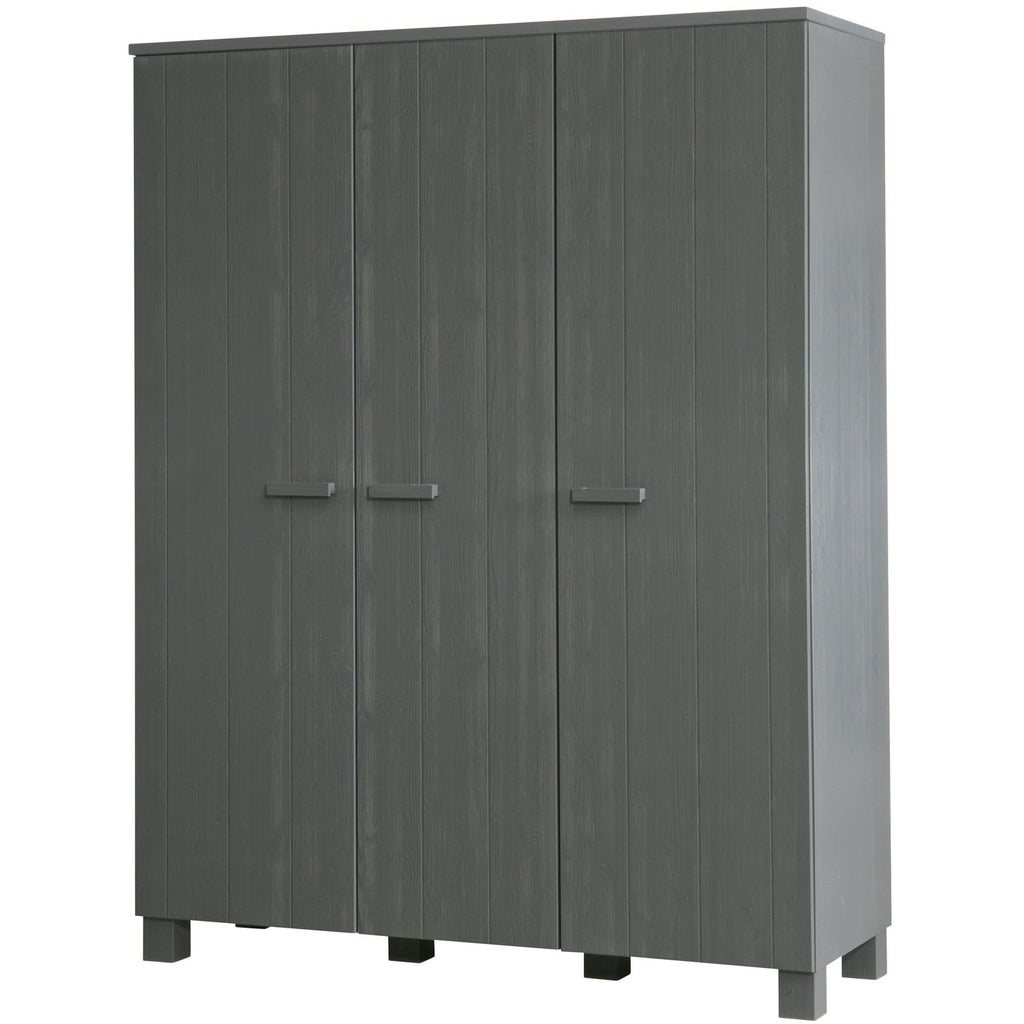 DENNIS 3-DOORS WARDROBE STEEL GREY [fsc]