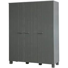 Laden Sie das Bild in den Galerie-Viewer, DENNIS 3-DOORS WARDROBE STEEL GREY [fsc]
