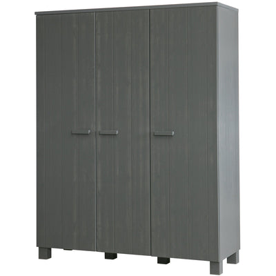 DENNIS 3-DOORS WARDROBE STEEL GREY [fsc]