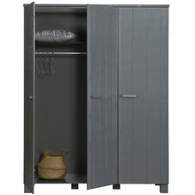 Laden Sie das Bild in den Galerie-Viewer, DENNIS 3-DOORS WARDROBE STEEL GREY [fsc]