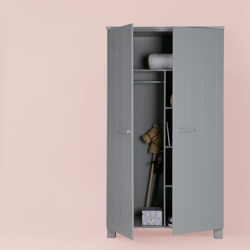 DENNIS WARDROBE PINE CONCRETE GREY [fsc]