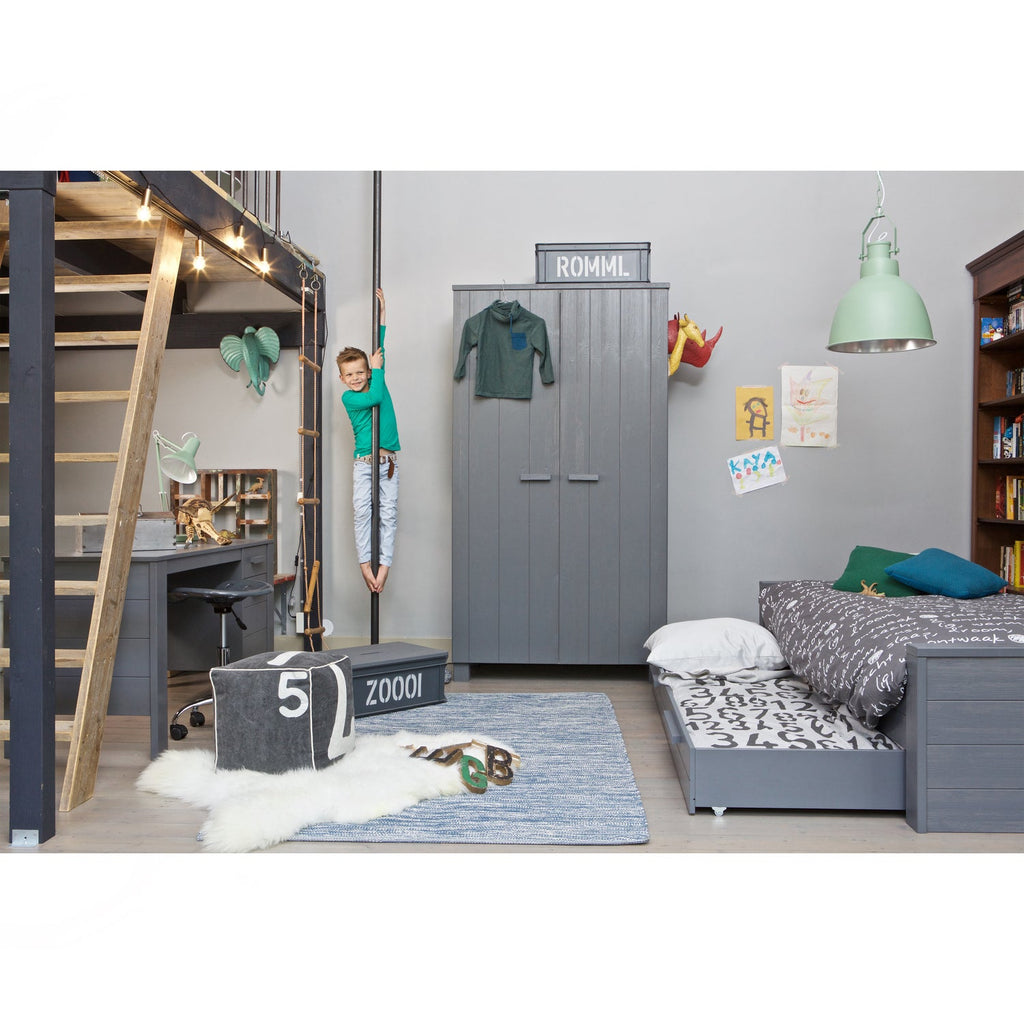 DENNIS WARDROBE PINE STEEL GREY [fsc]