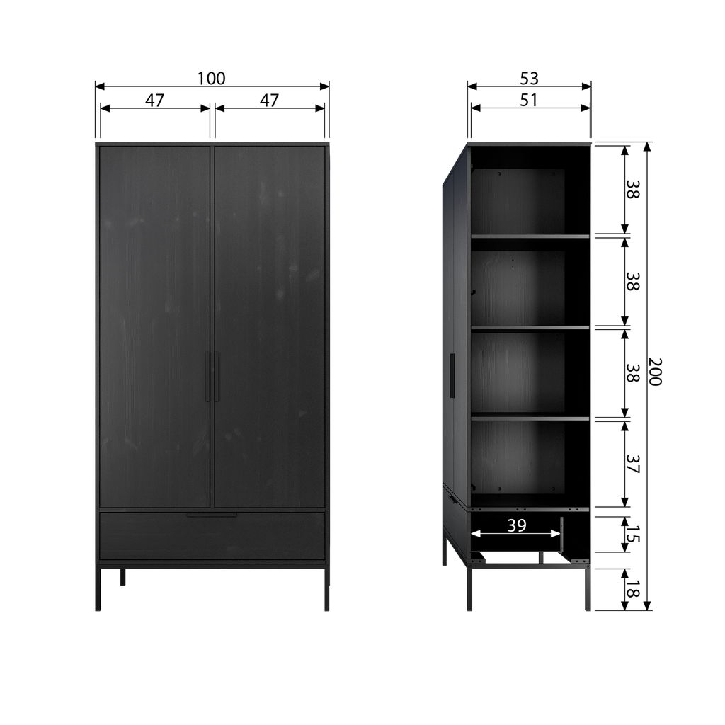 ADAM CABINET PINE BLACK [fsc]