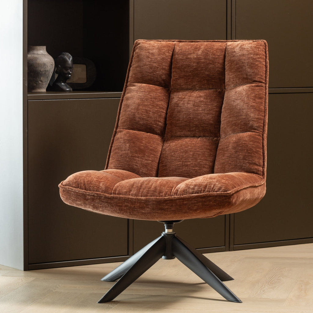 JOUKE SWIVEL ARMCHAIR CHENILLE TEXTURED RUST BROWN