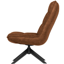 Laden Sie das Bild in den Galerie-Viewer, JOUKE SWIVEL ARMCHAIR IMITATION LEATHER COGNAC