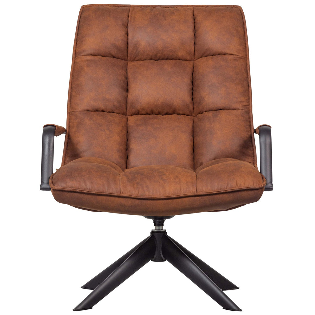 JOUKE SWIVEL ARMCHAIR WITH ARMREST IMITATION LEATHER COGNAC