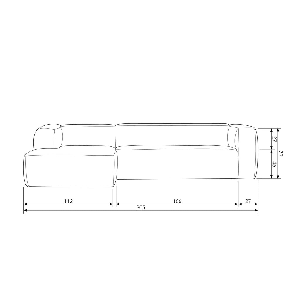 BEAN CORNER SOFA INCL. CUSHIONS DARK GREY MELANGE