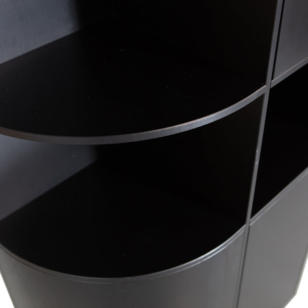 FINCA STORAGE CABINET ROUND LEFT 78 CM PINE DEEP BLACK [fsc]
