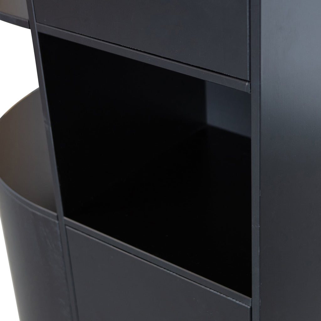 FINCA STORAGE CABINET ROUND LEFT 78 CM PINE DEEP BLACK [fsc]