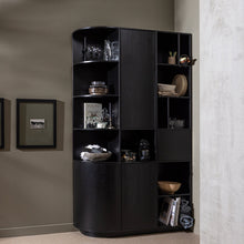 Laden Sie das Bild in den Galerie-Viewer, FINCA STORAGE CABINET ROUND LEFT 78 CM PINE DEEP BLACK [fsc]