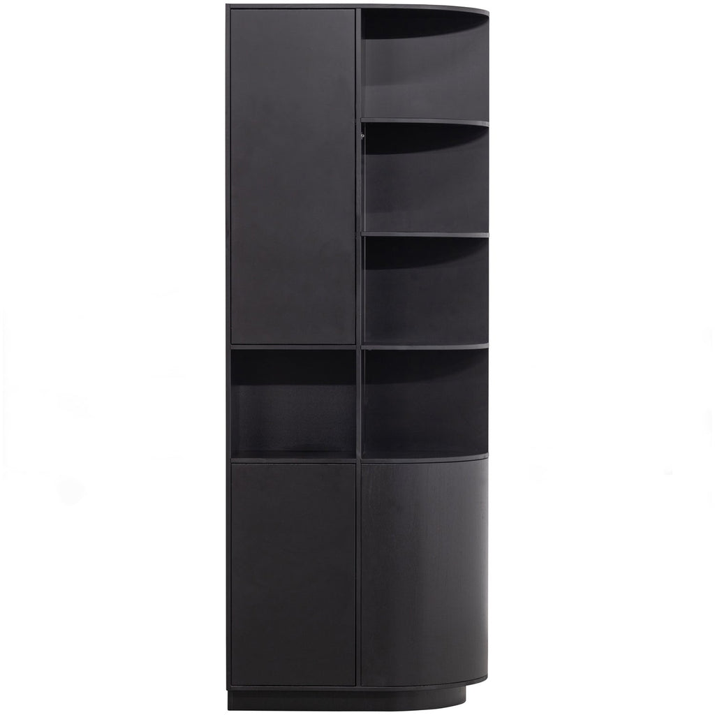 FINCA STORAGE CABINET ROUND RIGHT 78CM PINE DEEP BLACK [fsc]