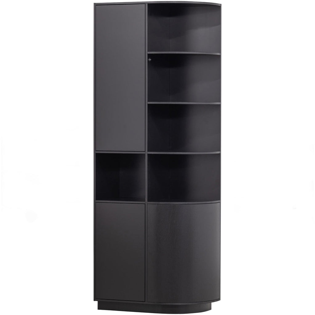 FINCA STORAGE CABINET ROUND RIGHT 78CM PINE DEEP BLACK [fsc]