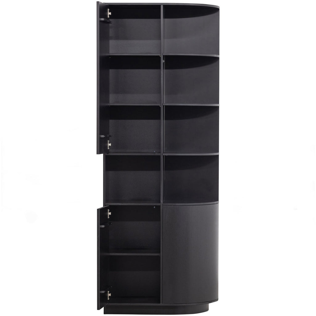 FINCA STORAGE CABINET ROUND RIGHT 78CM PINE DEEP BLACK [fsc]