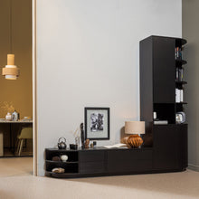 Laden Sie das Bild in den Galerie-Viewer, FINCA STORAGE CABINET ROUND RIGHT 78CM PINE DEEP BLACK [fsc]