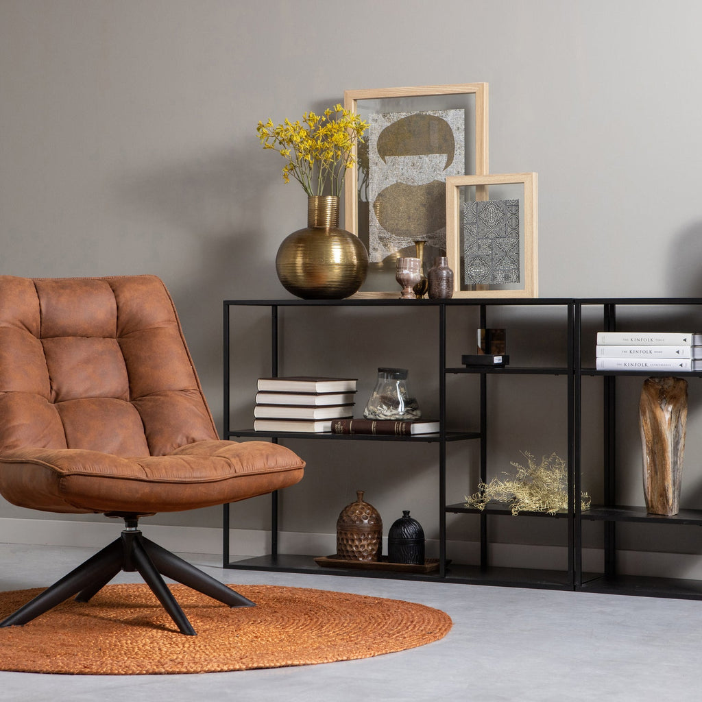JOUKE SWIVEL ARMCHAIR IMITATION LEATHER COGNAC