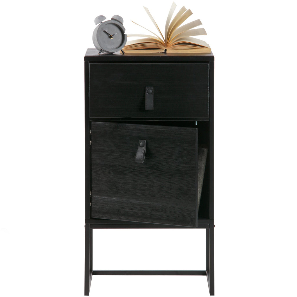 ZOLA NIGHTSTAND WITH DRAWER AND DOOR BLACK [fsc]