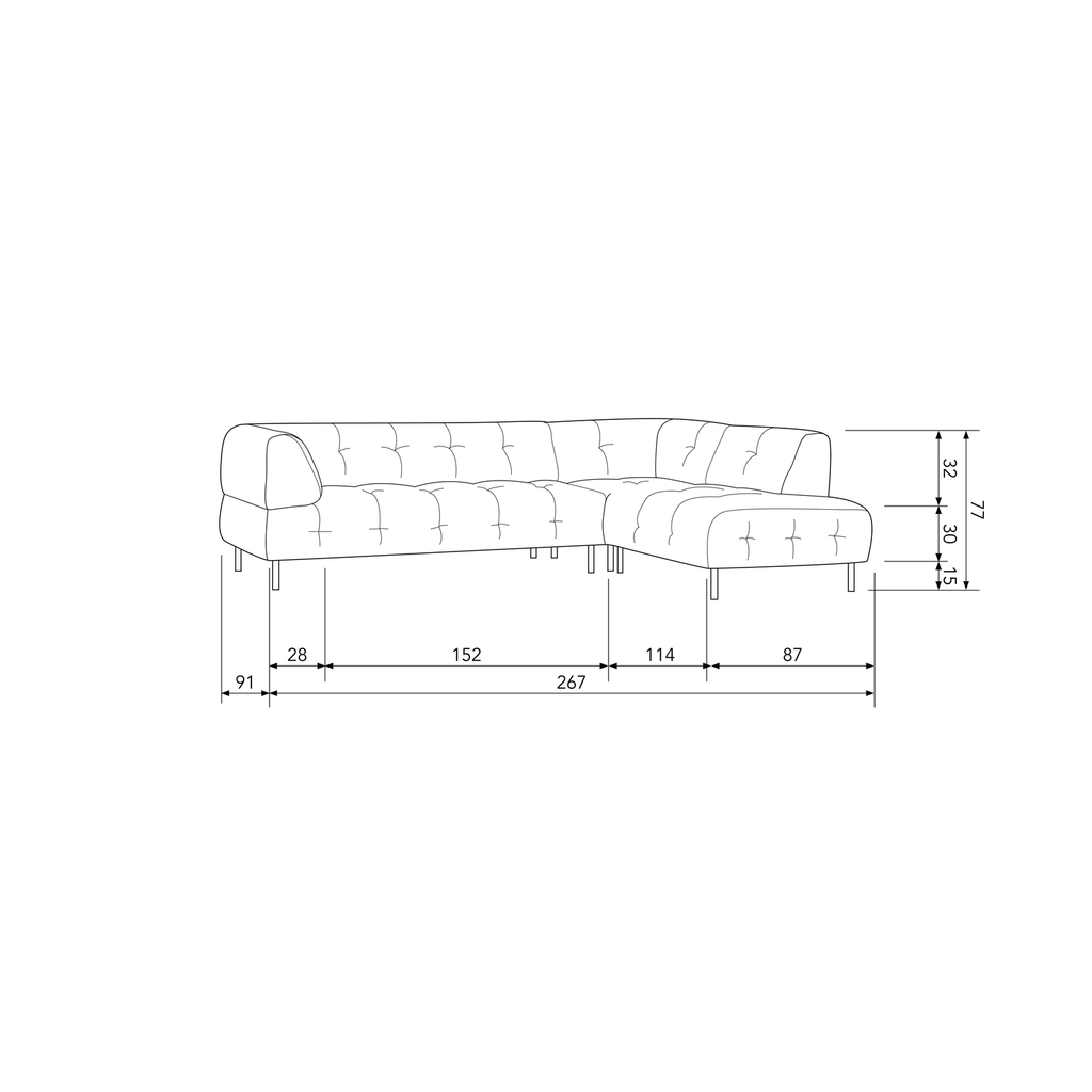LLOYD CORNER SOFA RIGHT VELVET CAST IRON